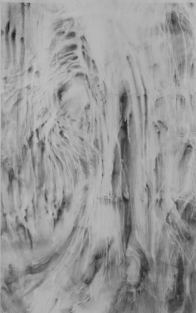 Flow, fusain sur papier, 93,5 x 50 cm, 2019