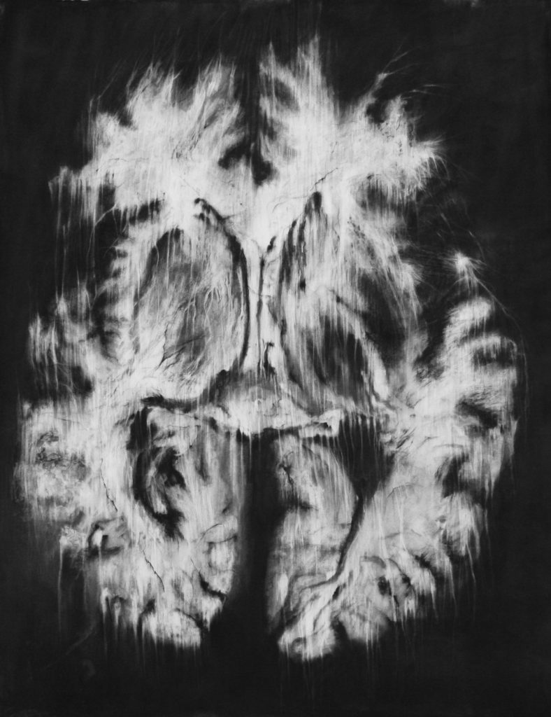 Arcanes, fusain sur papier, 135 x 104 cm, 2018