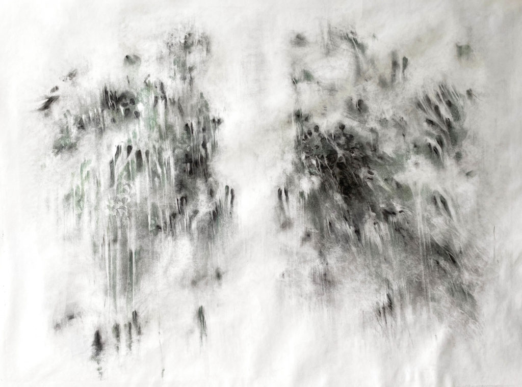 En vert et contre, fusain et crayon sur papier, 115 x 145 cm, 2020 En vert et contre, fusain et crayon sur papier, 115 x 145 cm, 2020